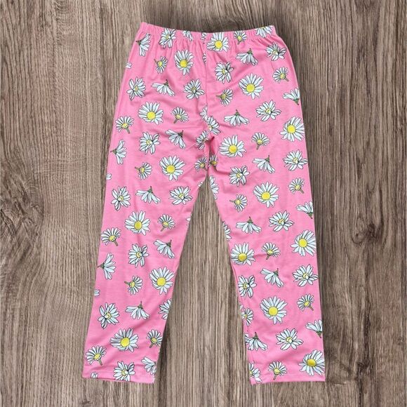Pink Corgi Pajama Set with Cartoon Design and Daisies 3 Piece Set Size 8 - 9 Y - Picture 9 of 12